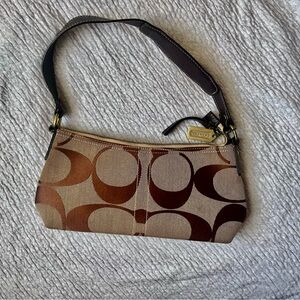 Coach Signature Brown and Tan Shoulder Bag